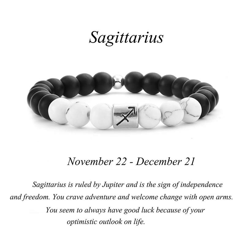KarmaRipple's 12 Constellations of the Zodiac Authentic Frosted Stone Ivory Turquoise Bead Fortune Bracelet p24