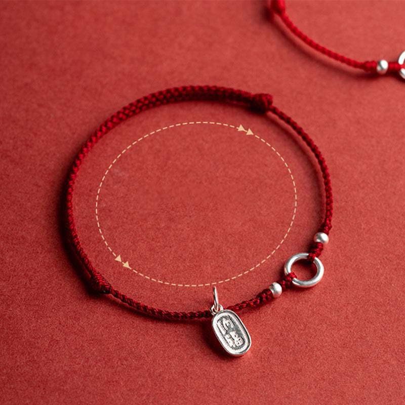 KarmaRipple's 925 Sterling Silver Fortunate Fortune Peace Joy Lotus Peace Buckle Red String Bracelet p12