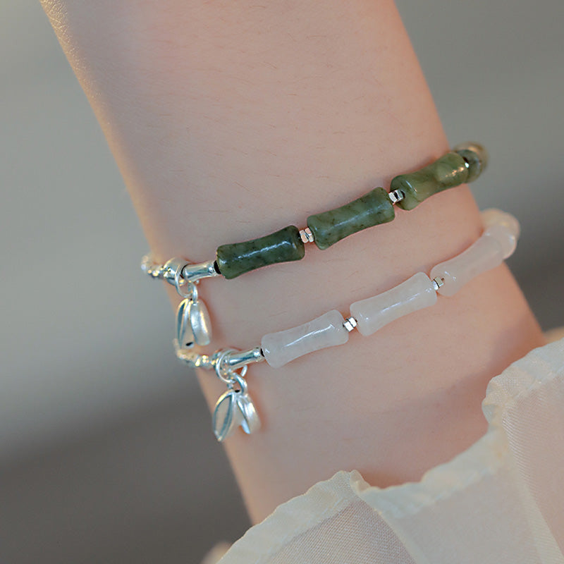 KarmaRipple's 925 Sterling Silver Peridot Bamboo Pattern Fortune Bracelet p9