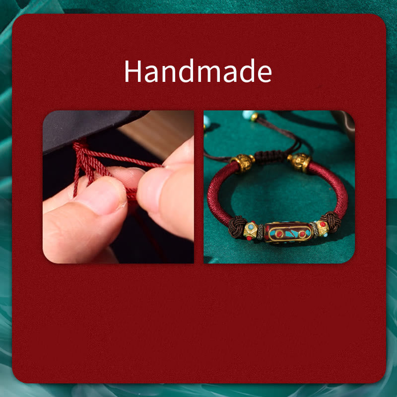 KarmaRipple's Handmade Tibetan Turquoise Om Mani Padme Hum Strength Woven Bracelet p8