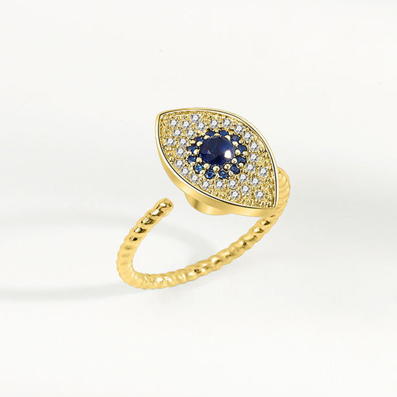 KarmaRipple's 925 Sterling Silver Evil Eye Protection Blessing Rotatable Ring p15
