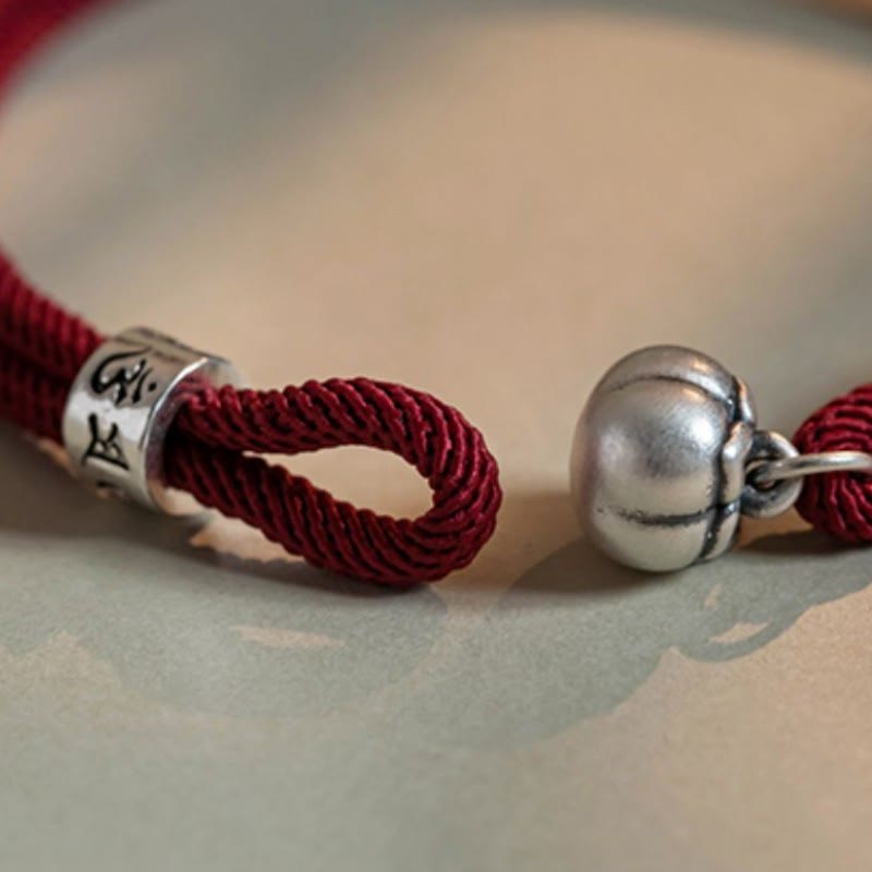 KarmaRipple's 925 Sterling Silver Tibetan Handmade Om Mani Padme Hum Persimmon Talisman Fortune Protection Woven Bracelet p10