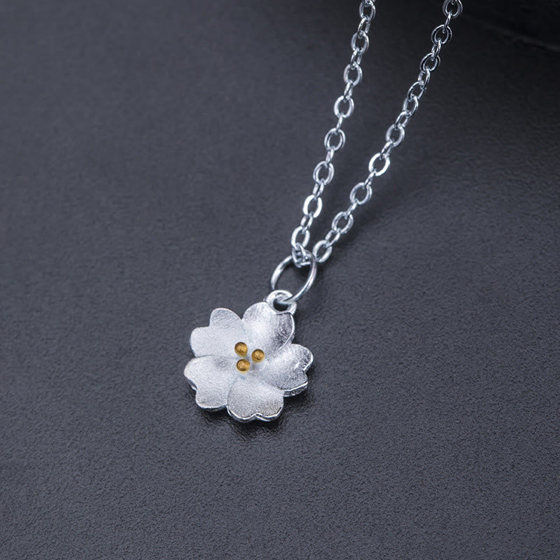 KarmaRipple's 925 Sterling Silver Cherry Blossom Flower Blessing Pendant Necklace p3