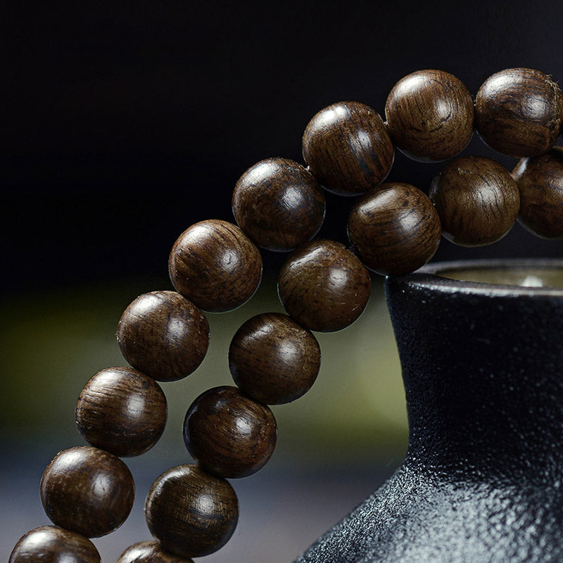KarmaRipple's 108 Mala Beadwork 999 Gold Brunei Agarwood Heart Sutra Amber Red Agate Strength Meditation Bracelet p12