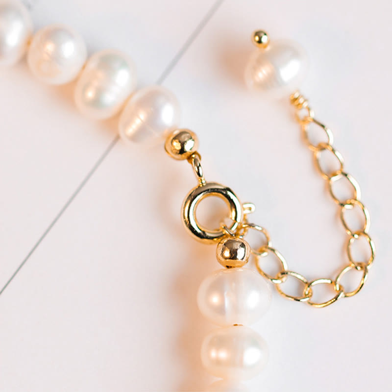 KarmaRipple's 14K Gold Plated Authentic Pearl Hetian Cyan Jade Ivory Jade Sincerity Bead Chain Bracelet p7