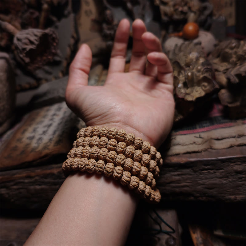 KarmaRipple's 108 Mala Beadwork Rudraksha Bodhi Seed Fortune Wealth Tassel Quadruple Wrap Bracelet p5