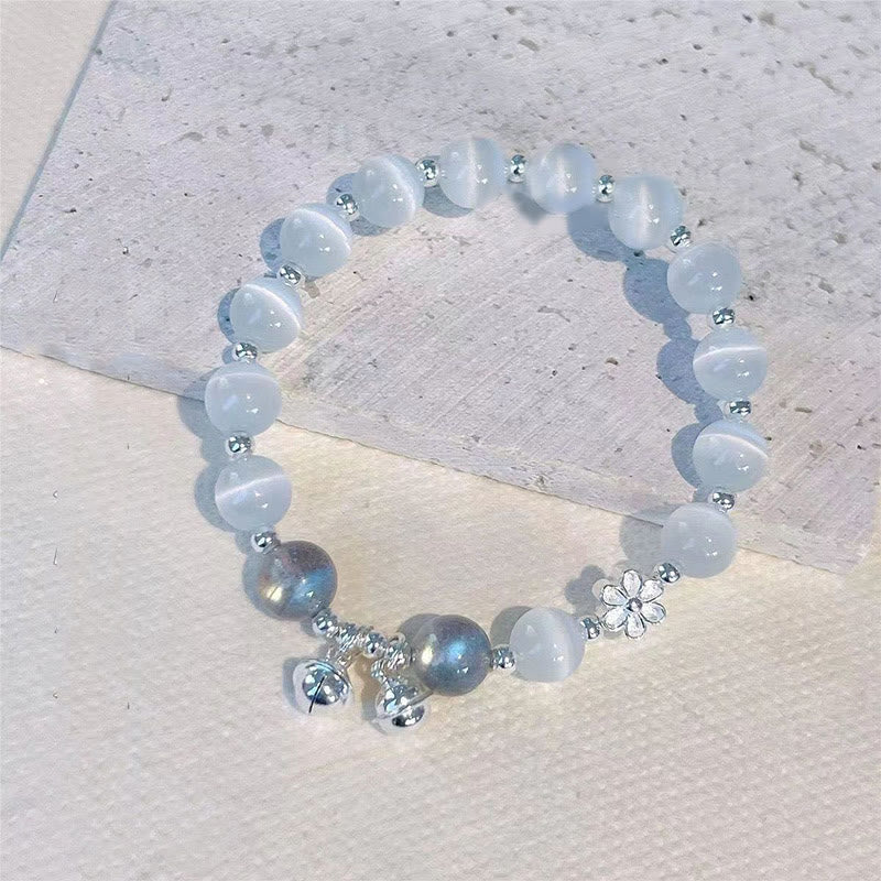 KarmaRipple's Cat's Eye Gemstone Peach Blossom Bell Fu Character Talisman Support Bracelet p4