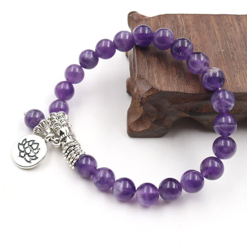 KarmaRipple's Amethyst Gemstone Lotus Balancing Balance Bracelet p5