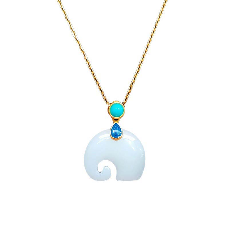 KarmaRipple's Ivory Jade Elephant Fortune Fortune Pendant Necklace p8