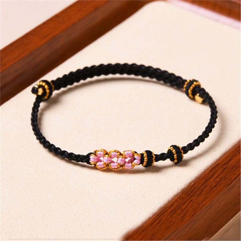 KarmaRipple's Handmade Peach Blossom Protection Woven Rope Bracelet p7
