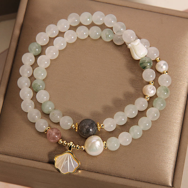 KarmaRipple's Double Layer Jade Shell Fortune Bracelet p4