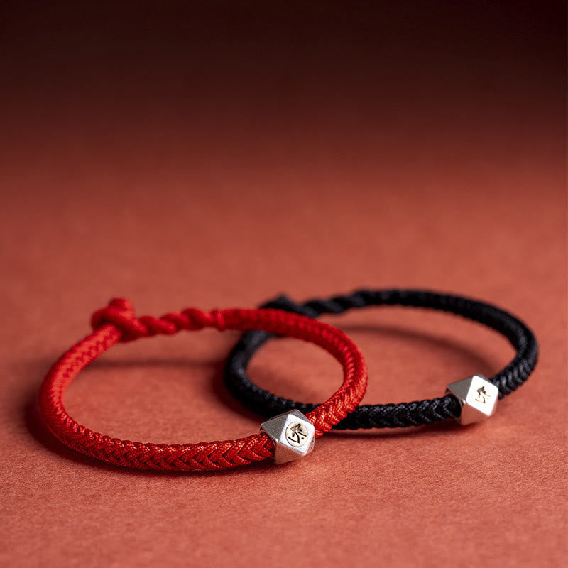 KarmaRipple's 925 Sterling Silver Handmade Chinese Zodiac Natal Buddha Fortune Protection Woven String Bracelet ( p9