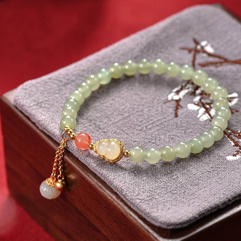KarmaRipple's 925 Sterling Silver Hetian Jade Gourd Lotus Abundance Fortune Bracelet p12