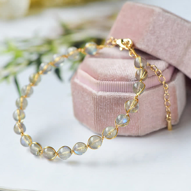 KarmaRipple's Authentic Moonstone 14K Gold Balancing Positive Bracelet p4