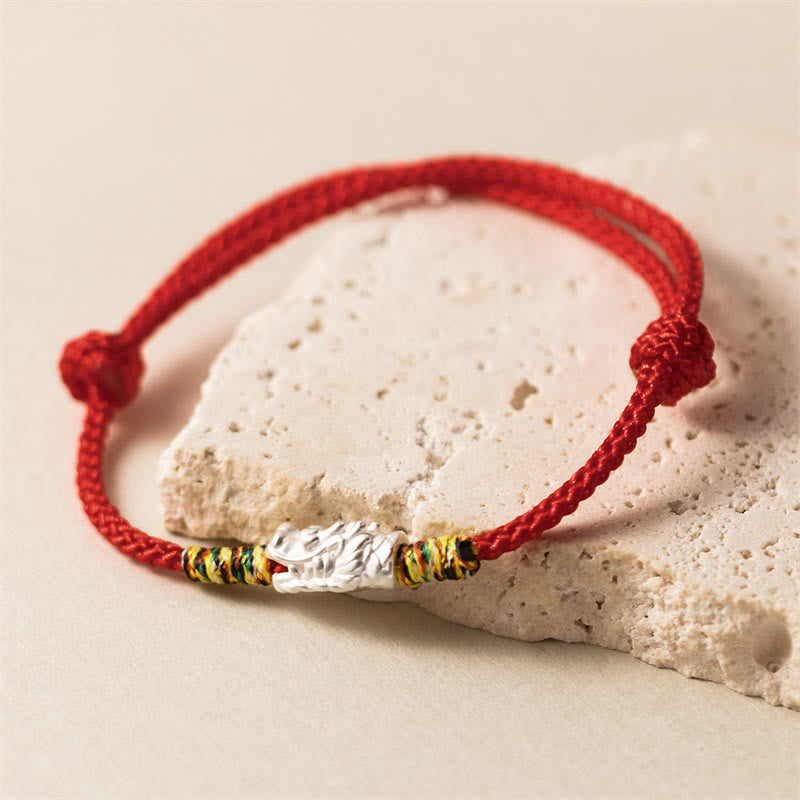 KarmaRipple's 925 Sterling Silver Year of the Dragon Fortune Strength Red Rope Bracelet p3