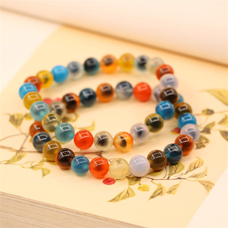 KarmaRipple's Colorful Candy Agate Balancing Strength Bead Bracelet p16