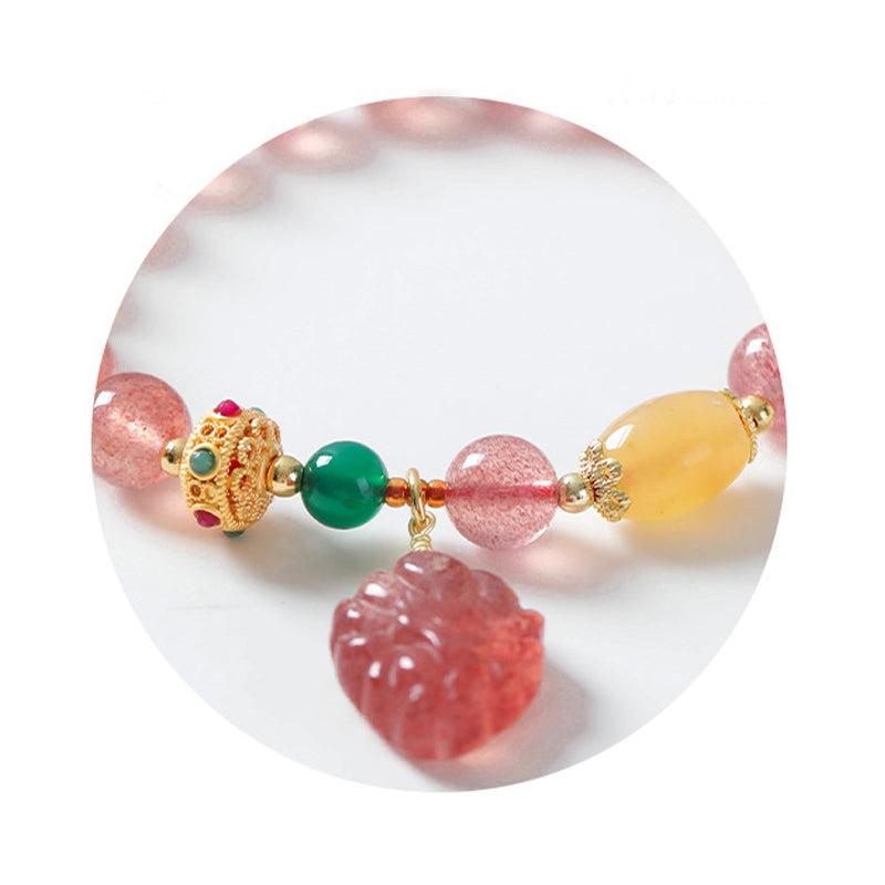 KarmaRipple's Authentic Strawberry Quartz Nine Tailed Fox Balancing Bracelet p11
