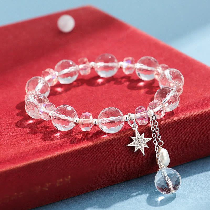 KarmaRipple's Ivory Gemstone Pink Gemstone Protection Star Talisman Bracelet p4