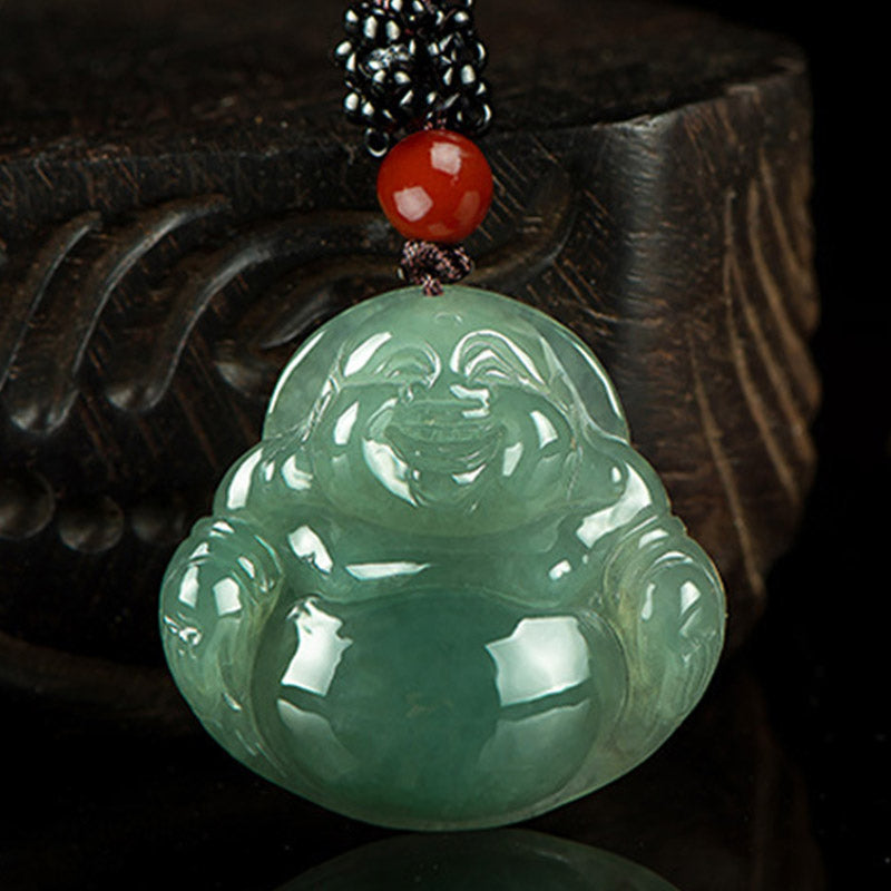 KarmaRipple's Laughing Buddha Jade Abundance String Pendant Necklace p2