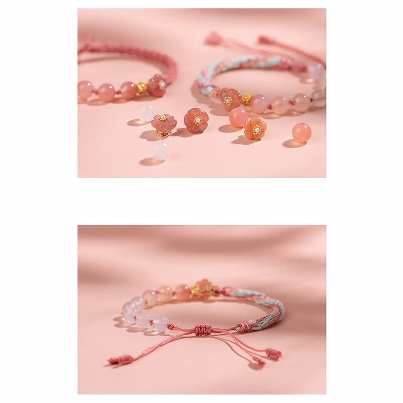 KarmaRipple's Authentic Gradient Agate Reincarnation Weave Peach Blossom Wealth Fortune Handmade String Bracelet p8