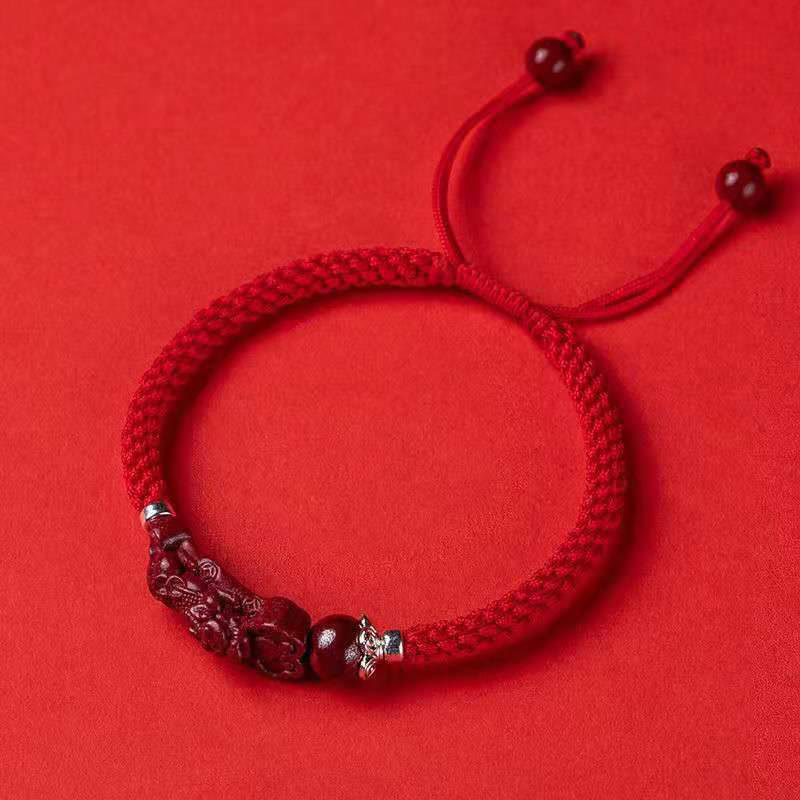 KarmaRipple's Handcrafted PiXiu Cinnabar Wealth Fortune Woven Bracelet p35