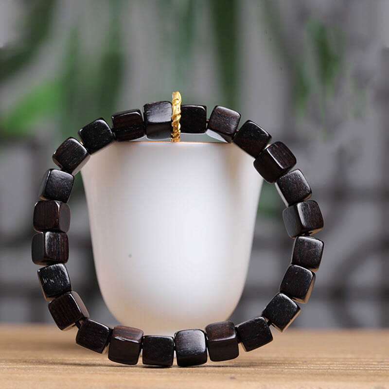 KarmaRipple's Tibetan Ebony Wood Square Beadwork Peace Calm Bracelet p2