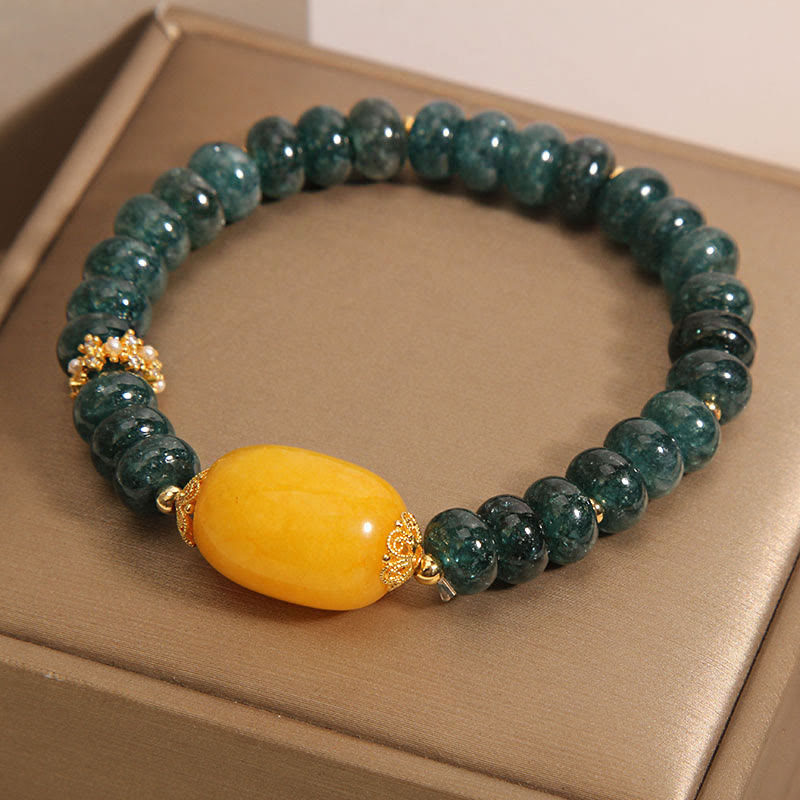 KarmaRipple's Green Jade Abacus Beadwork Topaz Fortune Bracelet p2