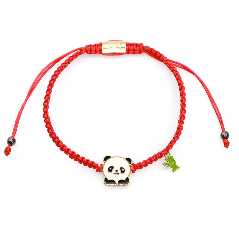 KarmaRipple's Tibetan Handmade Panda Bamboo Fortunate Red String Bracelet ( p6