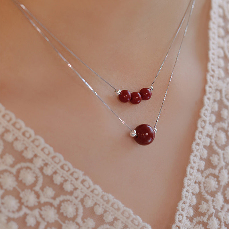 KarmaRipple's 925 Sterling Silver Cinnabar Bead Calm Blessing Pendant Necklace p3