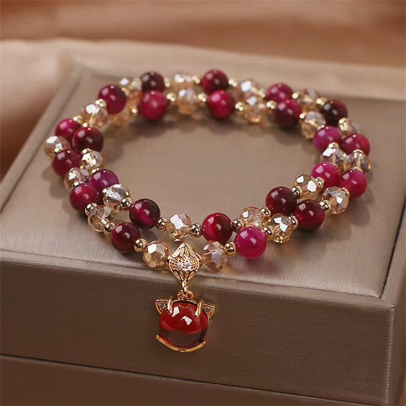 KarmaRipple's Red Tiger Eye Fox Protection Double Wrap Bracelet p3