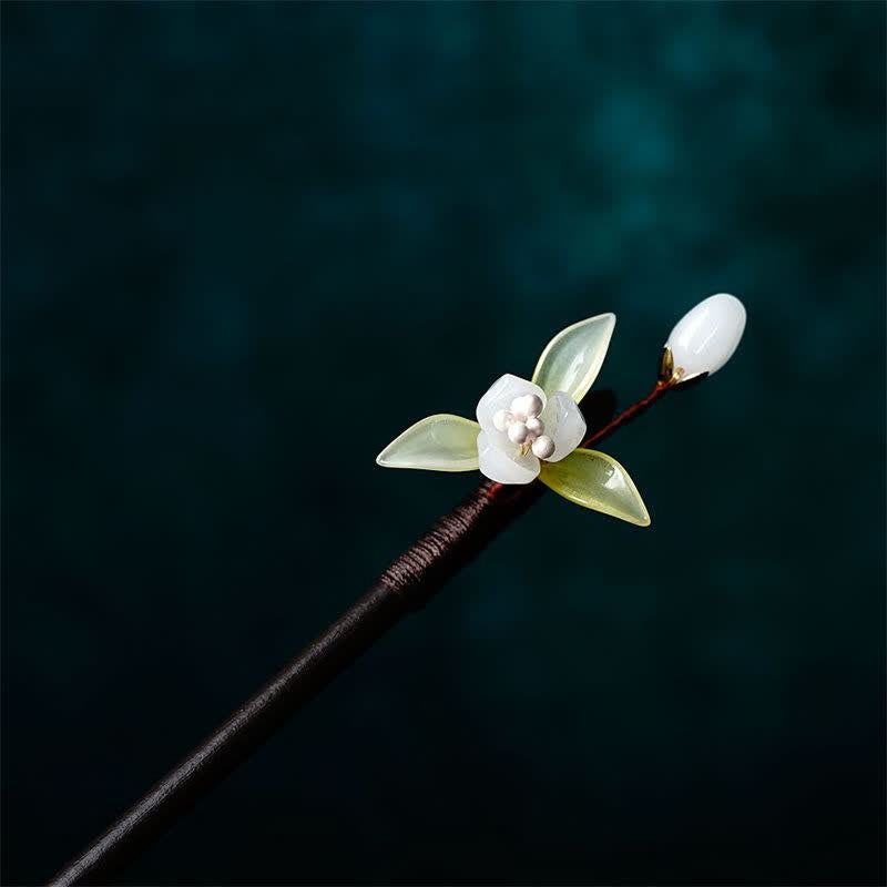 KarmaRipple's Pearl Flower Leaf Butterfly Happiness Hairpin p10