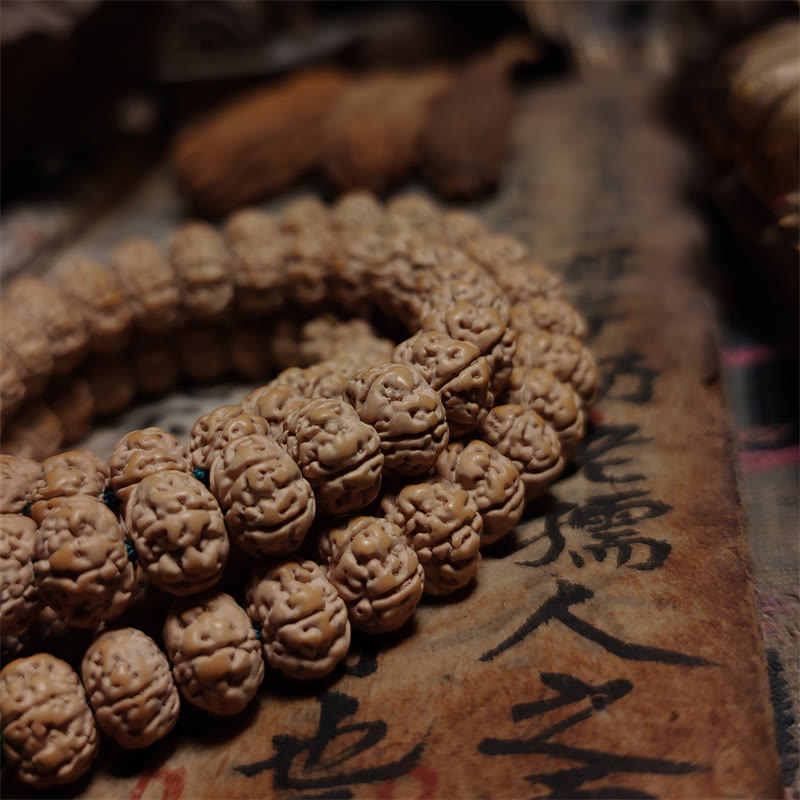 KarmaRipple's 108 Mala Beadwork Rudraksha Bodhi Seed Fortune Wealth Tassel Quadruple Wrap Bracelet p2