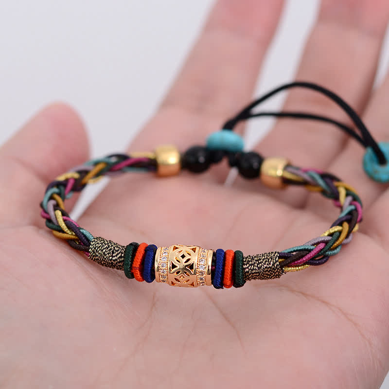 KarmaRipple's Tibetan Handmade Eight Thread Weave Bronze Coin Fortune Weave String Bracelet p4