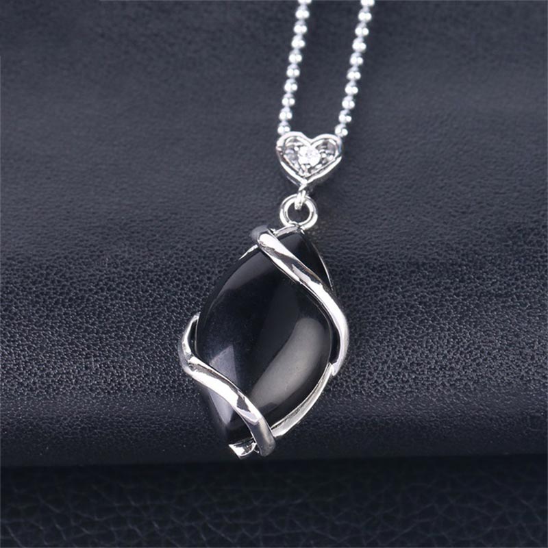 KarmaRipple's Marquise Pattern Authentic Gemstone Stone Talisman Pendant Necklace p4