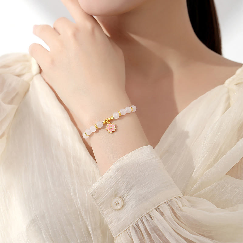 KarmaRipple's 925 Sterling Silver Hetian Ivory Jade Cherry Blossom Protection Bracelet p3
