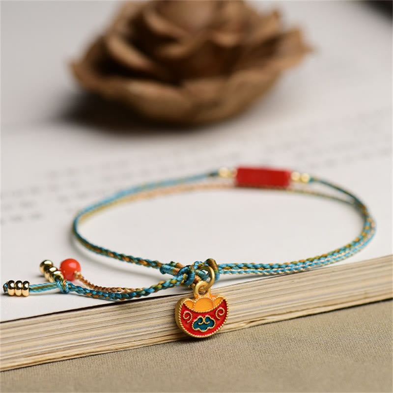 KarmaRipple's Handmade Cinnabar As one'shes Blessing Braid Double Layer Bracelet p4