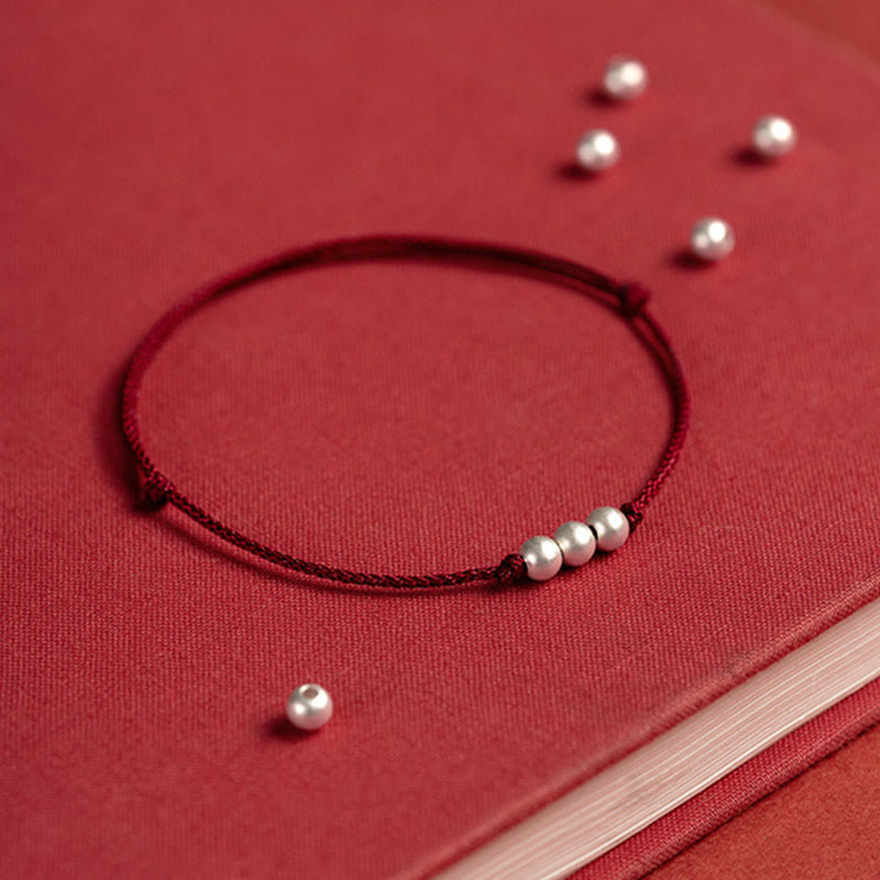 KarmaRipple's 925 Sterling Silver Three Beadwork Protection String Bracelet Anklet p7