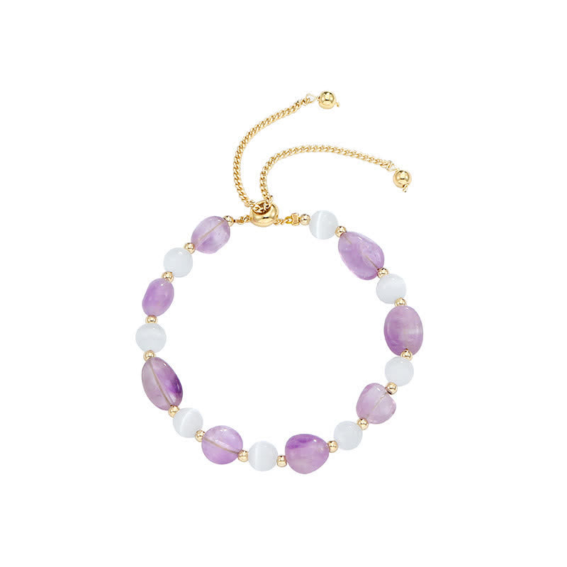 KarmaRipple's Amethyst Pink Gemstone Black Rutilated Quartz Spiritual Awareness Bracelet p8