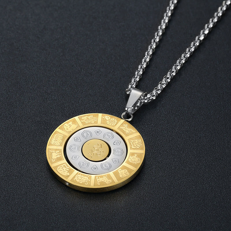 KarmaRipple's Chinese Zodiac Nine Palaces Eight Diagrams Bagua Amulet Balance Pendant Rotatable Necklace p5