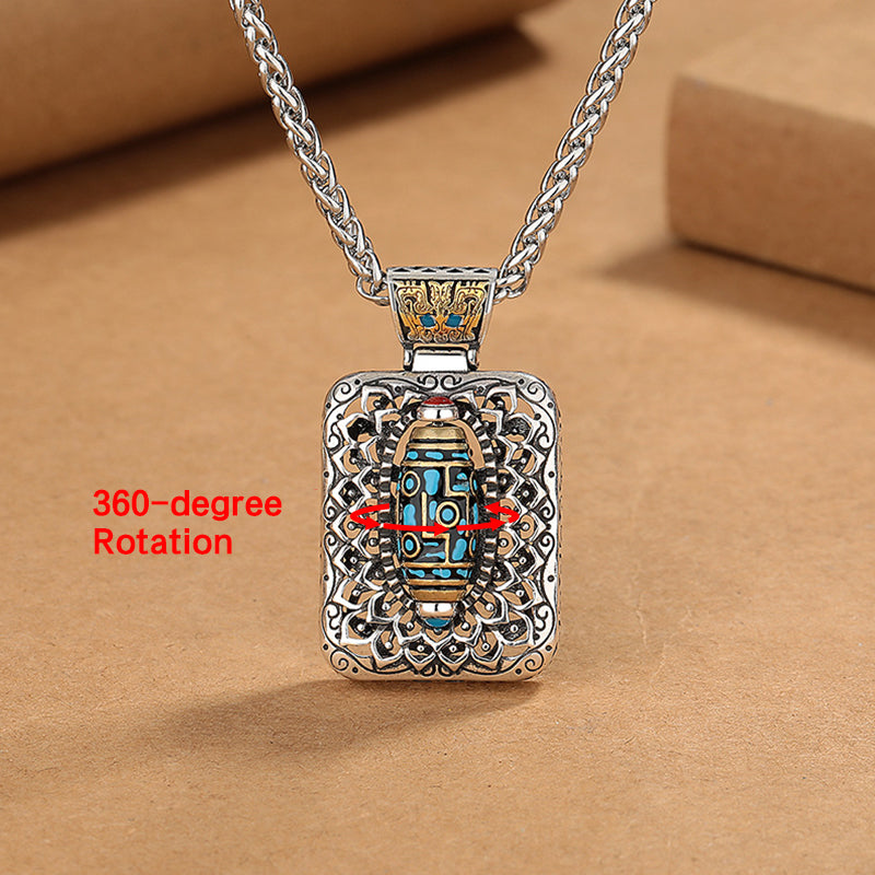 KarmaRipple's Nine-Eye Dzi Bead Design Bronze Balancing Rotatable Pendant Necklace p4