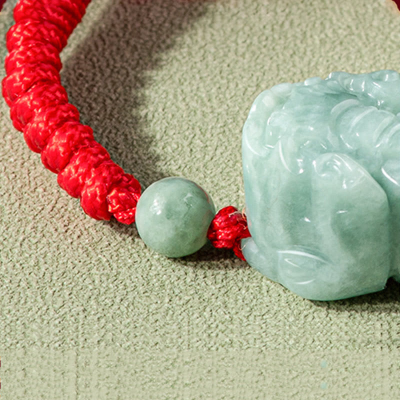 KarmaRipple's Handmade Authentic Jade PiXiu Protection King Kong Weave Woven String Bracelet p7