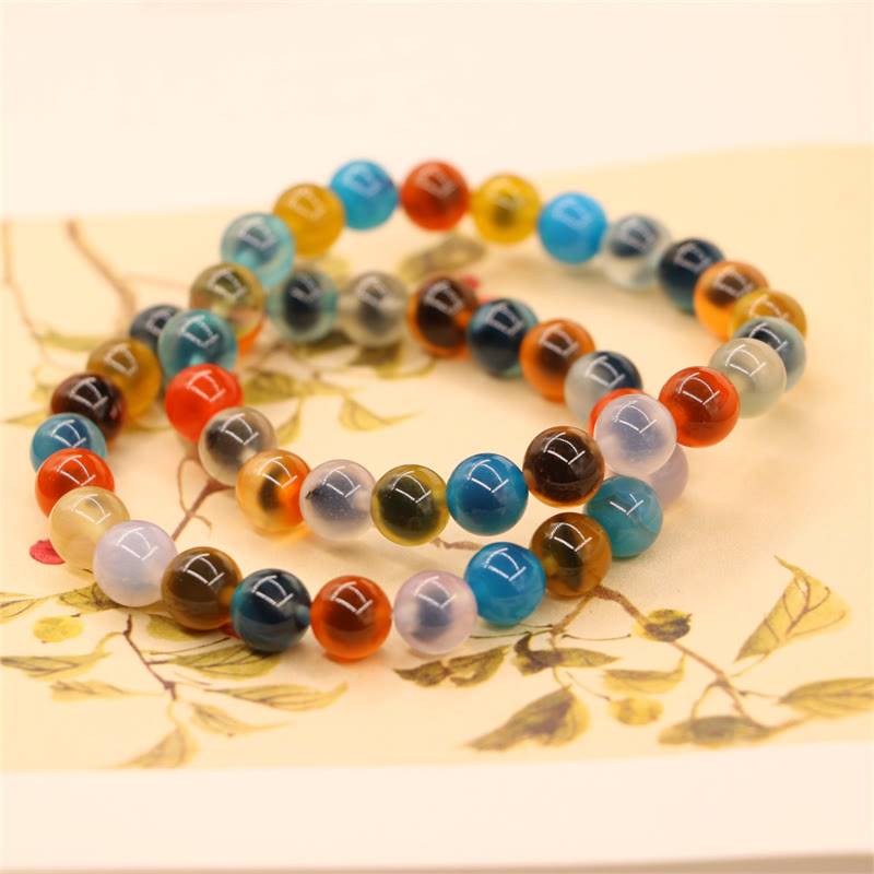 KarmaRipple's Colorful Candy Agate Balancing Strength Bead Bracelet p17