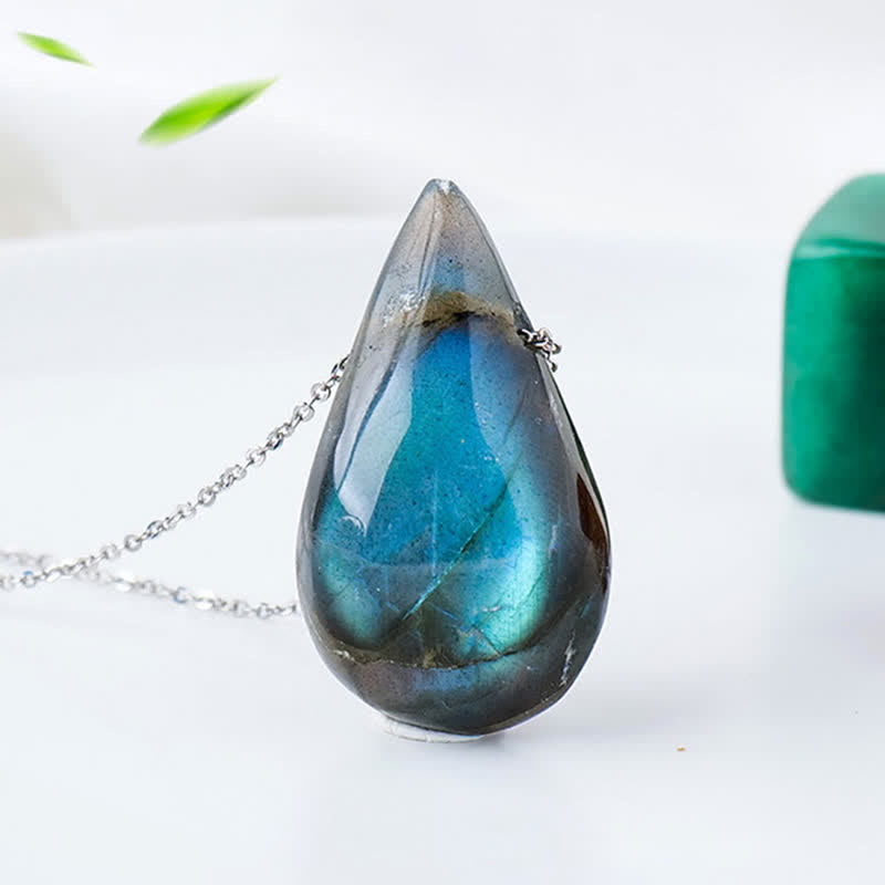 KarmaRipple's Labradorite Water Drop Support Balancing Pendant Necklace p2