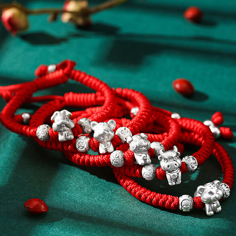 KarmaRipple's 999 Sterling Silver Chinese Zodiac Red Rope Fortune Handcrafted Kids Bracelet p27