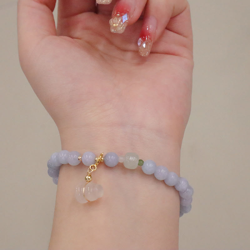 KarmaRipple's Authentic Aquamarine Chalcedony Serenity Rabbit Gourd Cat Talisman Bracelet p9