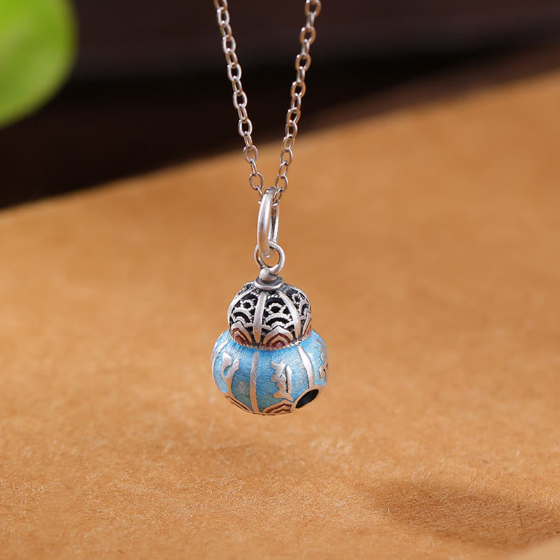 KarmaRipple's 999 Sterling Silver Om Mani Padme Hum Engraved Gourd Design Wisdom Pendant Necklace p2