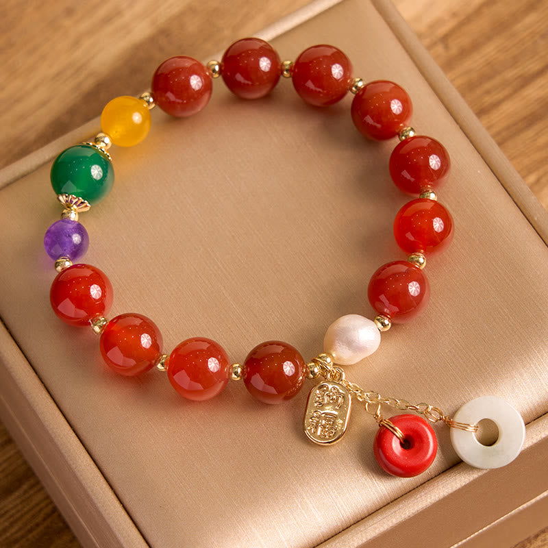 KarmaRipple's Jade Red Agate Peace Buckle Talisman Confidence Bracelet p10
