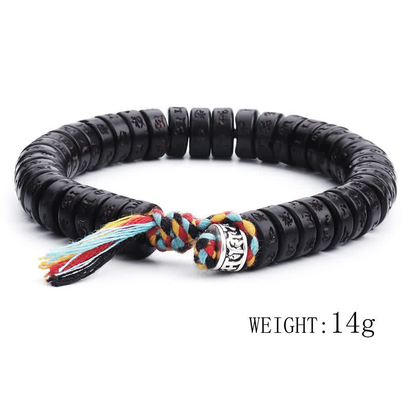 KarmaRipple's Tibetan Coconut Shell Beadwork Engraved Om Mani Padme Hum Mantra Happiness Bracelet p9