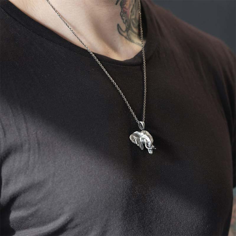 KarmaRipple's Elephant Pewter Titanium Steel Strength Pendant Necklace p4