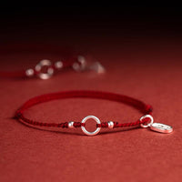 KarmaRipple's 925 Sterling Silver Fortunate Fortune Peace Joy Lotus Peace Buckle Red String Bracelet